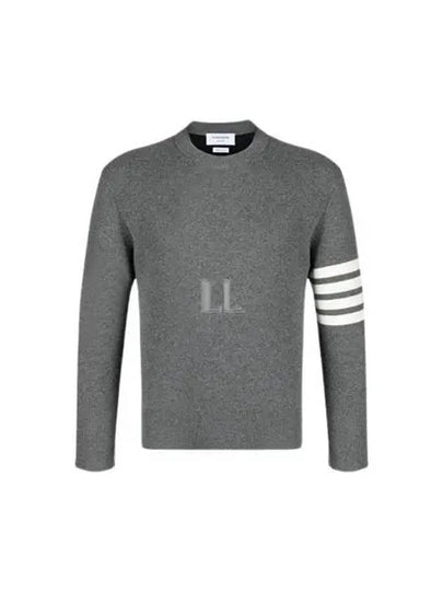 Rib Cuff Hem 4 Bar Virgin Wool Sweater Grey - THOM BROWNE - BALAAN 2