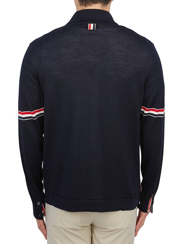 Merino Wool Armband Long Sleeve Shirt Navy - THOM BROWNE - BALAAN 5