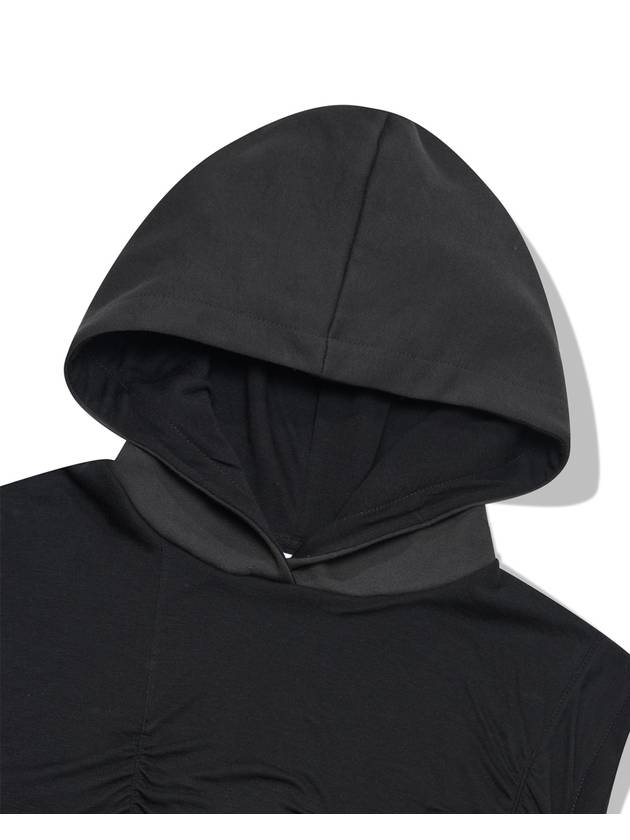 Shirring Sleeveless Hoodie Black - PHOS333 - BALAAN 3