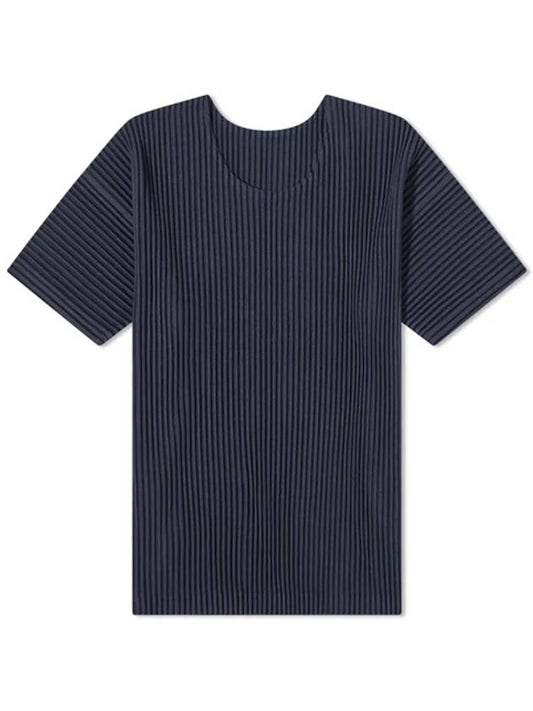 Pleated Fabric Short Sleeve T-Shirt Blue - ISSEY MIYAKE - BALAAN 2