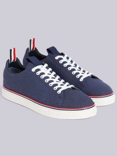 Men's Three Stripe Tab Tennis Low Top Sneakers Navy - THOM BROWNE - BALAAN 2