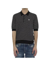 Striped Triomphe Short Sleeve Polo Shirt Black - CELINE - BALAAN 1