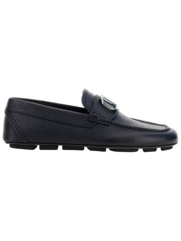 V Logo Leather Loafers Black - VALENTINO - BALAAN 1