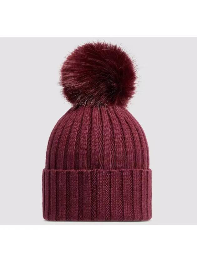 3B00027 M1131 457 Pom Wool Beanie Bordeaux - MONCLER - BALAAN 2