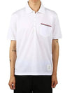 Men's Three Stripes Pocket Mercerized Short Sleeve Polo Shirt White - THOM BROWNE - BALAAN 2