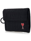 Signature Heart Logo D Ring Bicycle Wallet Black - AMI - BALAAN.