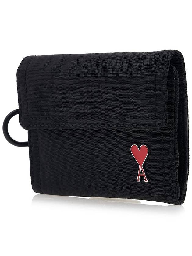 Signature Heart Logo D Ring Half Wallet Black - AMI - BALAAN 3