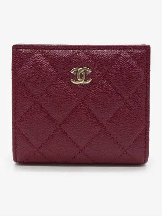 Classic snap half wallet shiny caviar gold burgundy AP3178 - CHANEL - BALAAN 1