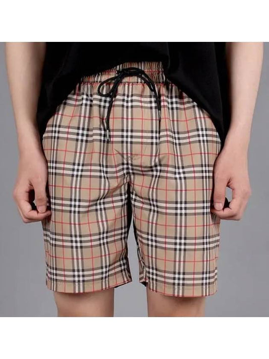 Men's Small Scale Check Drawstring Swim Shorts Beige - BURBERRY - BALAAN 2