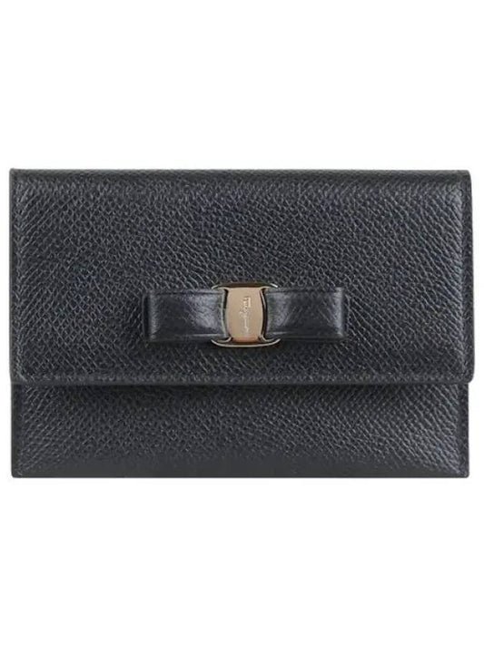 Vara Bow Card Walletr Black - SALVATORE FERRAGAMO - BALAAN 2