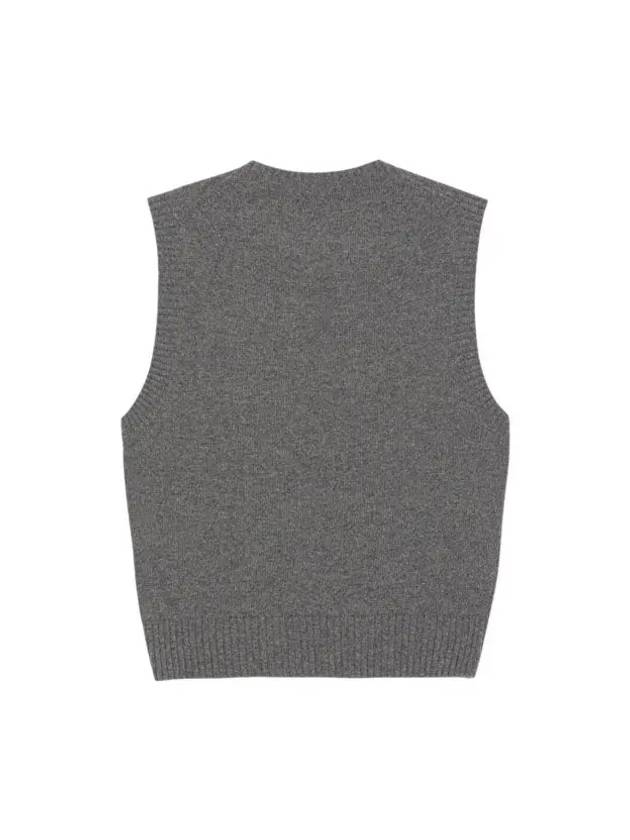 Logo Intarsia Knit Vest Grey - GANNI - BALAAN 4