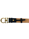 Women's Gold Double Gancini Leather Belt CT23B787 - SALVATORE FERRAGAMO - BALAAN 10