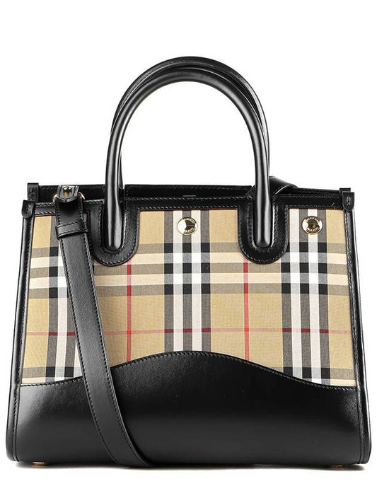 Baby Title Plaid Strap Tote Bag Beige Black - BURBERRY - BALAAN 2