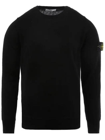 Light Wool Crewneck Knit Top Black - STONE ISLAND - BALAAN 1