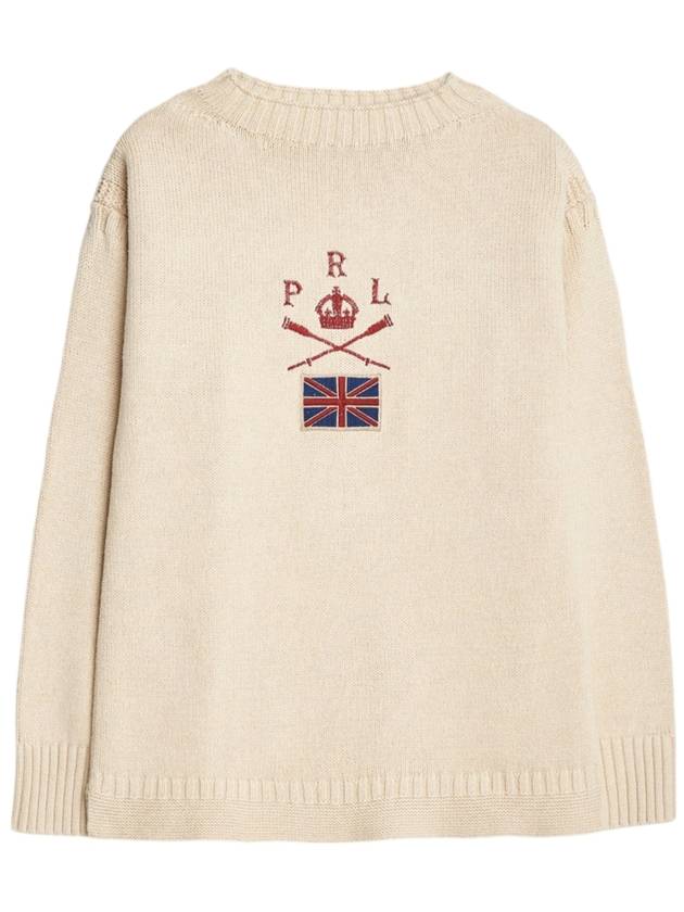 Flag Cotton Linen Mockneck Jumper Ivory - POLO RALPH LAUREN - BALAAN 1