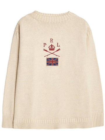 Flag Cotton Linen Mockneck Jumper Ivory - POLO RALPH LAUREN - BALAAN 1