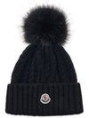 3B00029 M4506 999 Pom Black Wool Cashmere Beanie - MONCLER - BALAAN 1