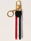 Striped Brass Twill Edged Key Holder Tricolor - THOM BROWNE - BALAAN 3