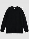 Chenille Cotton Crew Neck Knit Top Black - CP COMPANY - BALAAN 2