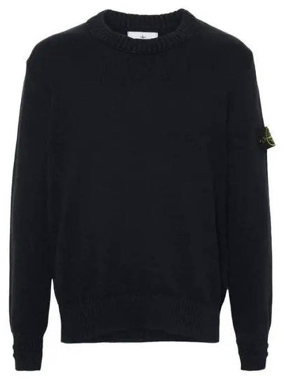 Round Neck Wappen Organic Knit Top Navy - STONE ISLAND - BALAAN 2