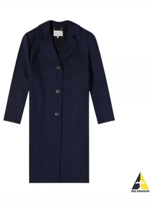 Signature Stitch Wool Single Coat Navy - MAISON MARGIELA - BALAAN 2