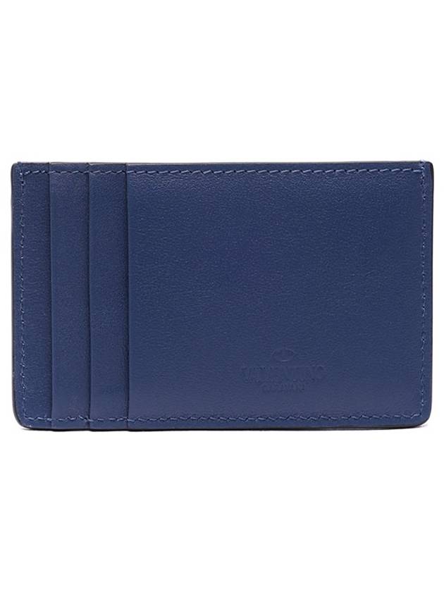 Rockstud Leather Card Wallet Navy - VALENTINO - BALAAN 6