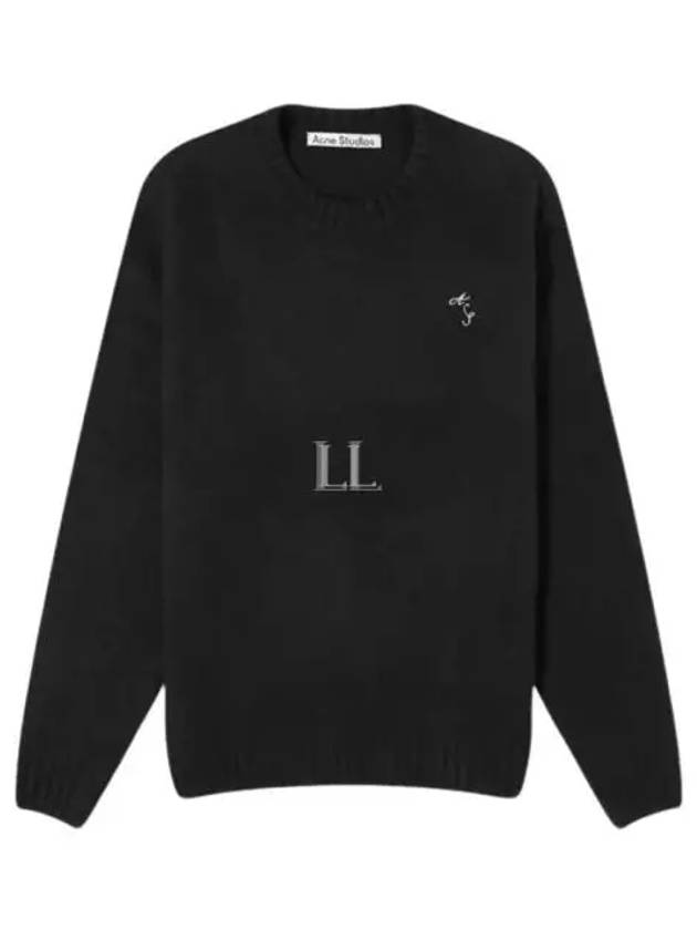 Embroidered Logo Crew Neck Knit Top Black - ACNE STUDIOS - BALAAN 2