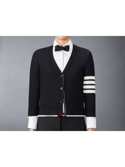 4 Bar Relaxed Fit Fine Merino Wool Cardigan Black - THOM BROWNE - BALAAN 2