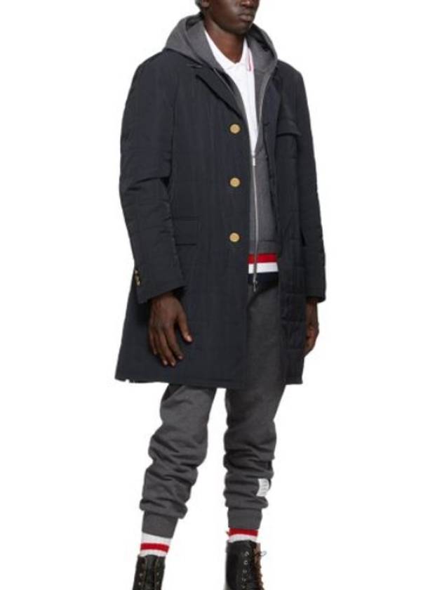 Men's Center Back Three Stripes Chesterfield Padded Single Coat Navy - THOM BROWNE - BALAAN 6