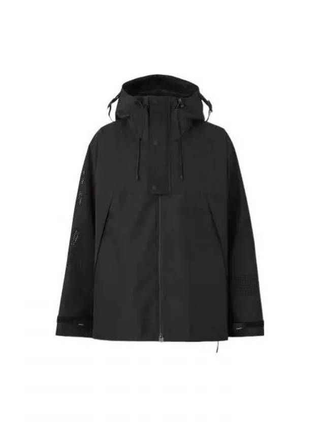 Men's Perforated Logo Zip-Up Hoodie Black - BURBERRY - BALAAN 2