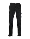 Stretch Broken Twill Garment Dyed Old Effect Cargo Pants Black - STONE ISLAND - BALAAN 1