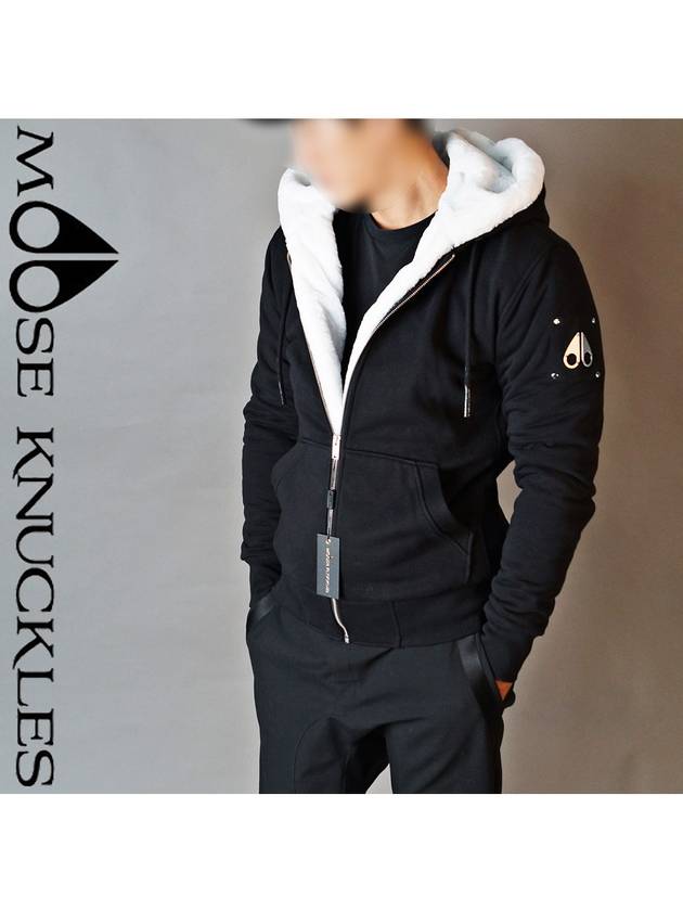 Men's Classic Bunny 2 Zip Up Hoodie Black White - MOOSE KNUCKLES - BALAAN 2