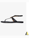 Double G Leather Flat Sandals Black - GUCCI - BALAAN 2