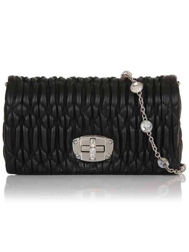 Miu Crystal Nappa Leather Crystal Mini Bag Black - MIU MIU - BALAAN 3