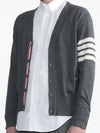 Men's Sustainable Classic Diagonal Wool Cardigan Medium Grey - THOM BROWNE - BALAAN 4