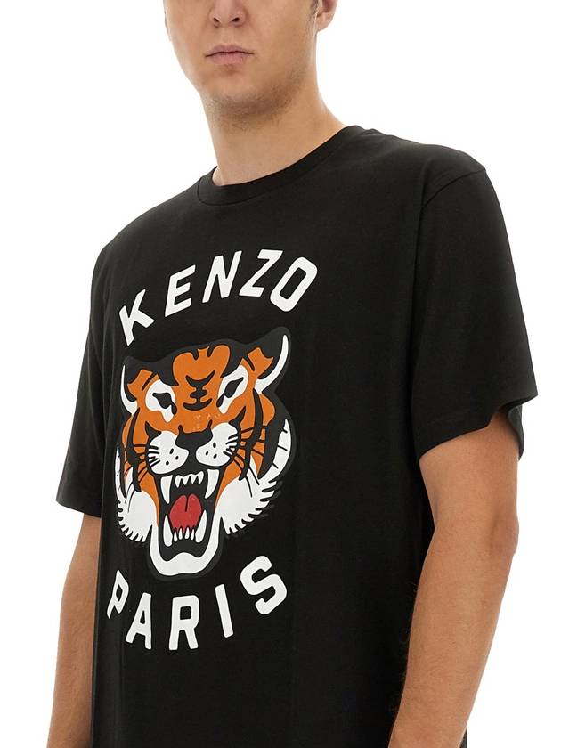 Lucky Tiger Short Sleeve T-Shirt Black - KENZO - BALAAN 5