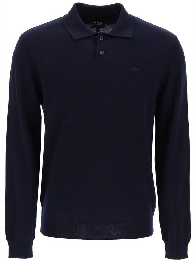 Jacob Logo Wool Long Sleeve Polo Shirt Dark Navy - A.P.C. - BALAAN 2