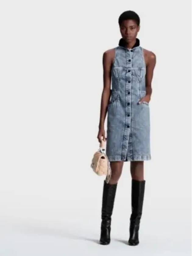 Velvet accent denim dress 1AFDDN - LOUIS VUITTON - BALAAN 1