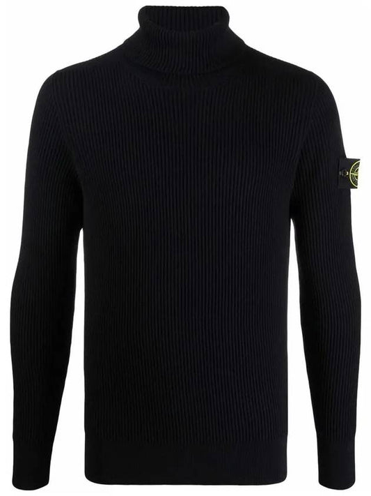 Wappen Patch Full Rib Pure Wool Knit Turtleneck Navy - STONE ISLAND - BALAAN 2