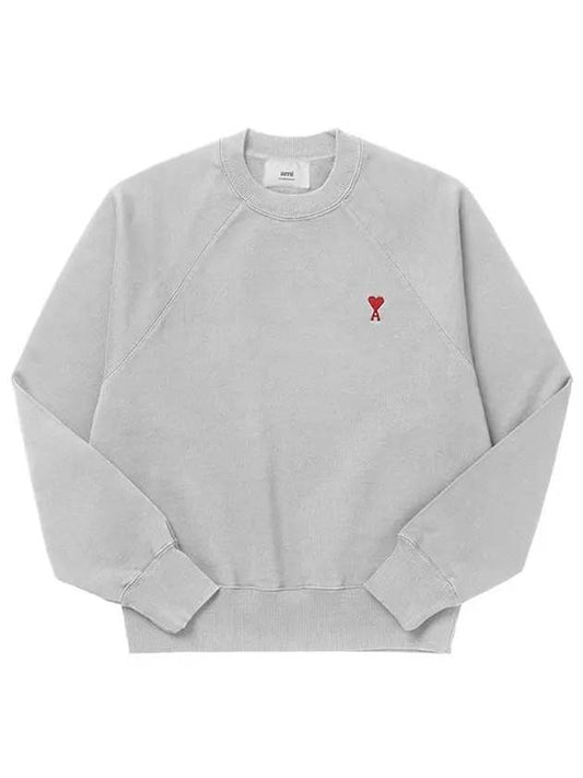 Cotton Heart Logo Sweatshirt Grey - AMI - BALAAN 2