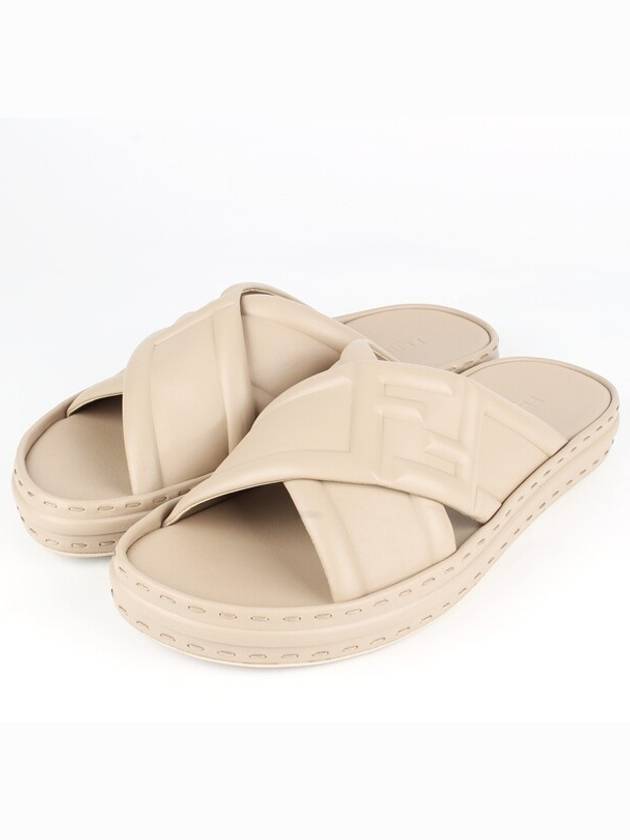 FF logo sandals slippers beige 7 260 - FENDI - BALAAN 1