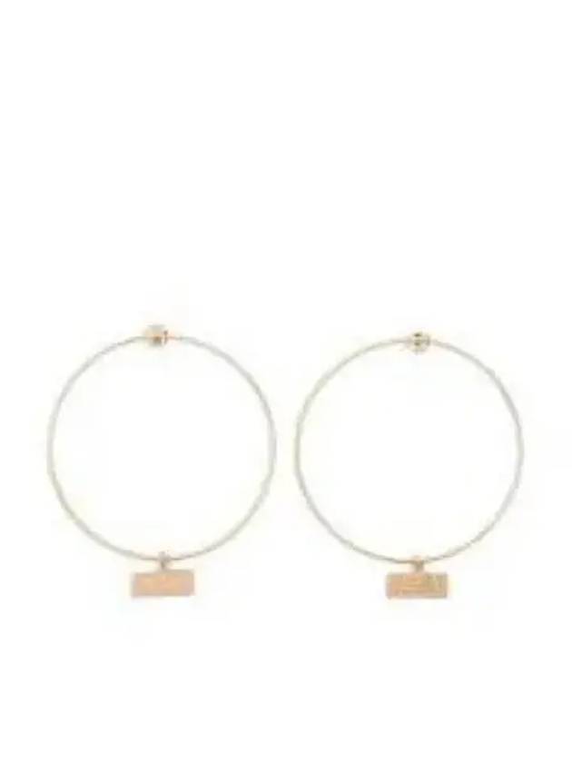 Logo Decorated Push Back Hoop Earrings Gold - MAISON MARGIELA - BALAAN 2