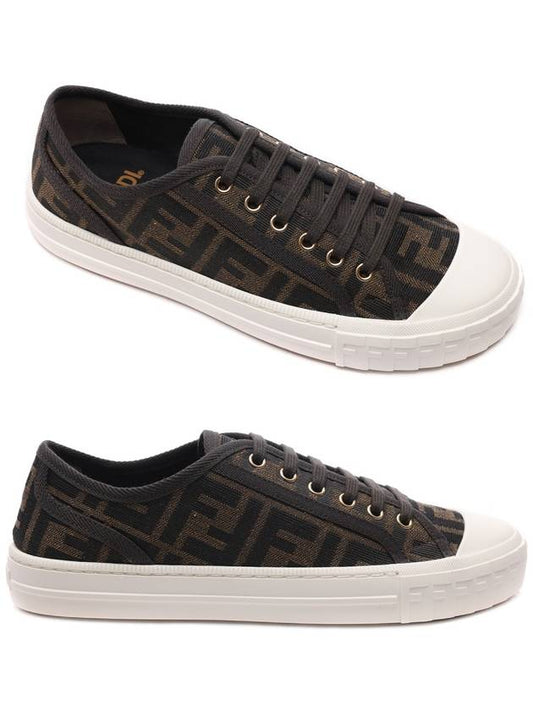 Domino FF Fabric Low Top Sneakers Brown - FENDI - BALAAN 2