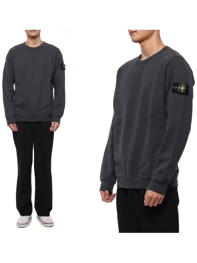 Brushed Cotton Fleece Garment Dyed Crewneck Sweatshirt Lead - STONE ISLAND - BALAAN 3