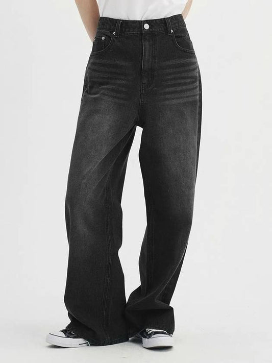 Easy washed wide denim pants vintage black - BLONDNINE - BALAAN 2