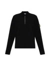 Half Zip-Up Stretch Wool Knit Top Black - STONE ISLAND - BALAAN 2