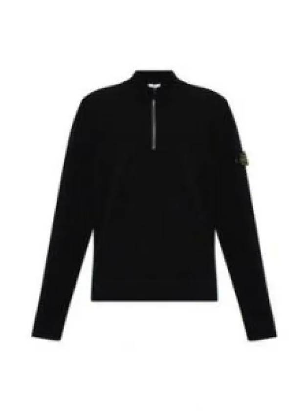 Half Zip-Up Stretch Wool Knit Top Black - STONE ISLAND - BALAAN 2