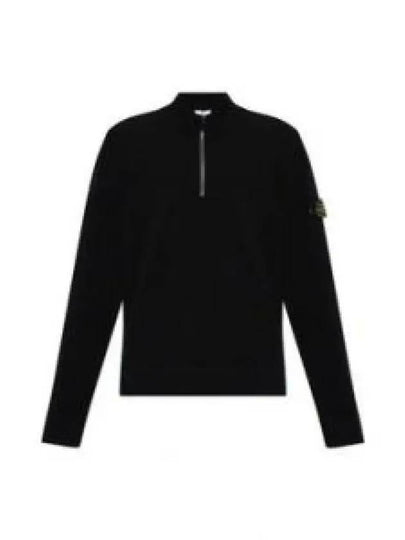 Half Zip-Up Stretch Wool Knit Top Black - STONE ISLAND - BALAAN 2