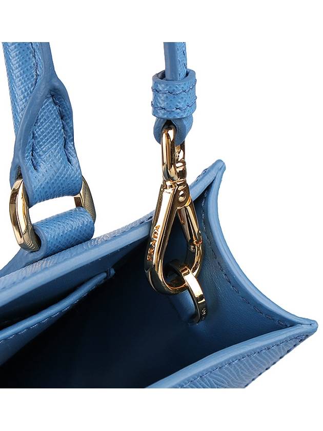 Triangular Logo Saffiano Leather Tote Bag Blue - PRADA - BALAAN 10