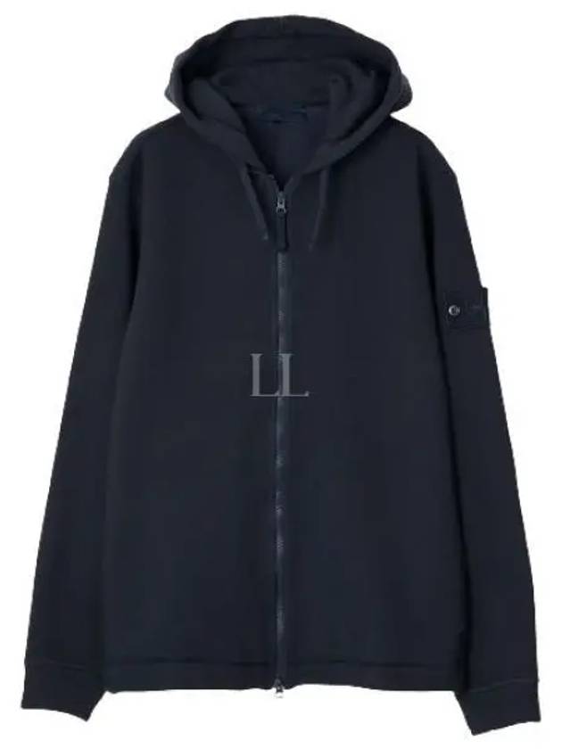 Ghost Piece Cotton Wool Fleece Zip Up Hoodie Navy - STONE ISLAND - BALAAN 2